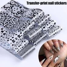 Leopard Print Nail Transfer Stickers, Sexy Retro Nail Stickers With Flower, Heart, And Star Patterns, Holographic Nail Art Paper Transfer Foil Nail Stickers.