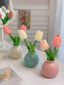 1/2/5pcs Cream Ceramic Small Flower Vases, Minimalist Decor For Tabletop, Entryway, Living Room, High-End Dried Flower/Artificial Flower Arrangement - Multicolor - View 6