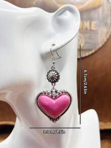 Đôi bông tai hình trái tim màu ngọc lam phong cách Bohemian cổ điển thời trang, thiết kế đa năng phù hợp với trang phục thường ngày, mọi mùa, dành cho nữ và bé gái, đeo hàng ngày, phụ kiện dự tiệc, trang sức, quà tặng cho gia đình/bạn bè/chính bạn. - Hình trái tim - Xem 2