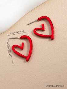 1 par de pendientes con forma de corazón de acero inoxidable, aptos para pendientes hipoalergénicos con forma de corazón, regalos del Día de San Valentín, bodas y aniversarios, pendientes delicados de color beige claro, adecuados para adolescentes - Rojo - Ver 1