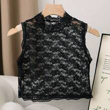 蕾丝领、假领、显瘦、薄纱假领、装饰领、可拆卸领、衬衫、半身衬衫、人造领、女士内衬 - 黑色 - 查看 6