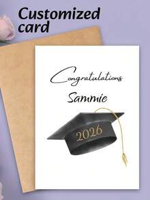 Customized Greeting Card, Personalized Name & Date, Personalized Graduation Cap, Congratulations Graduate, Graduation Season Card, Suitable For Gifting To Friends, Classmates And Family - Multicolor - View 5