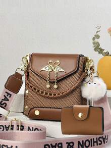 Mini Mobile Phone Bags Set - Fashion Print Shoulder And Crossbody Bags - Brown - View 2