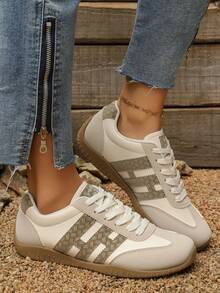 2026新款复古德式休闲运动鞋，男女皆宜的低帮平底系带运动鞋 - 米色 - 查看 4