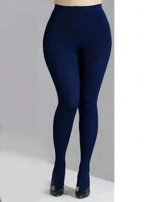 1双/2双海军蓝加大码打底裤，女士简约宽松不透明紧身裤，高密度超薄高弹连裤袜，适合日常穿着（请勿仅参考模特穿搭，购买时请务必查看尺码表，确认长度和宽度是否合适，请勿因尺码不合适而给予差评，尺码表已提供） - 藏蓝色 - 查看 8