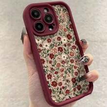 Vintage Wine Floral Pattern Full Coverage Anti-Drop Phone Case, Fits Multiple  Models, Durable, Stain Resistant, Fingerprint Proof,Suitable For 17 Air - Màu Đỏ Sâu - Xem 2