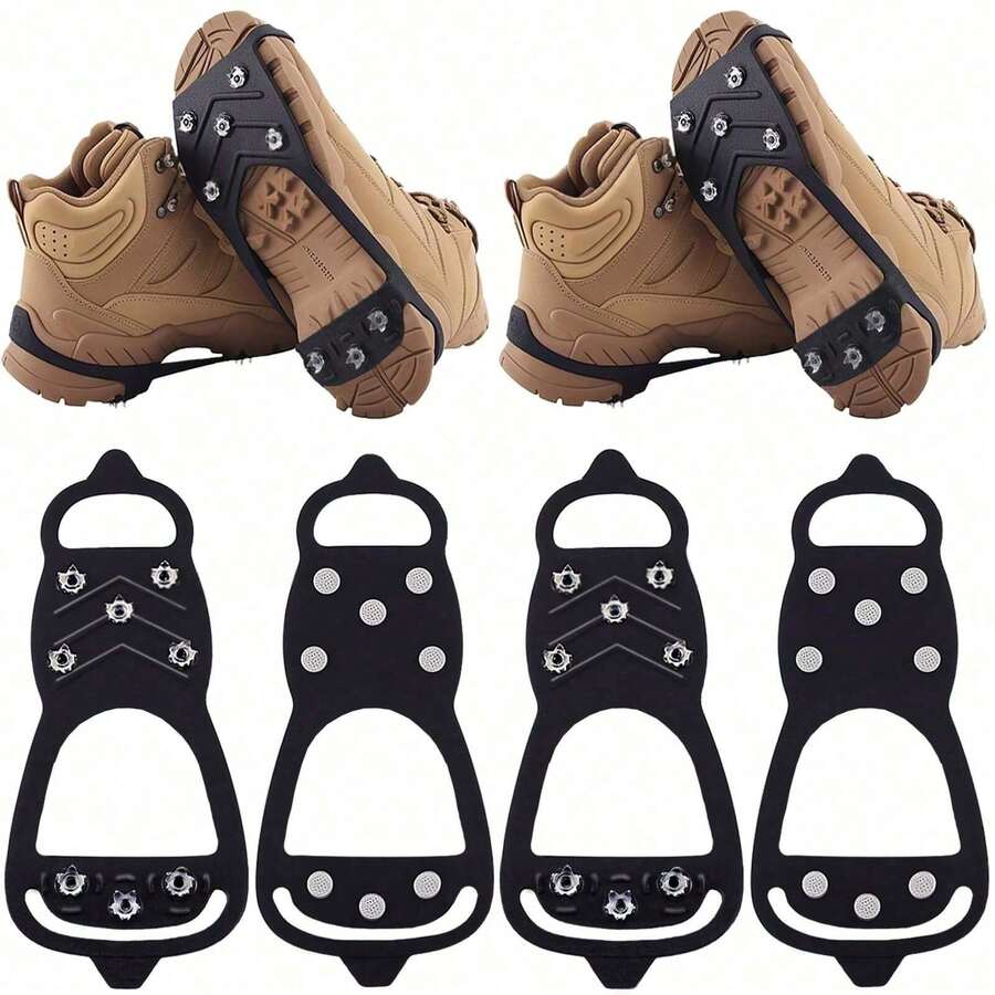 1/2 Pair Universal 8-Tooth Ice Cleats, Anti-Slip For Shoes/Boots, Suitable For Winter Hiking, Climbing, Ice Fishing And Other Activities - Multicolor - View 1