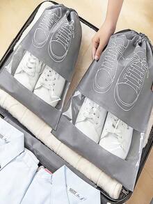 5个/10个装无纺布鞋袋，纯灰色无纺布防尘鞋套，防潮旅行鞋袋，简约灰色抽绳防尘旅行鞋袋，鞋类配件，鞋子收纳，鞋盒，鞋子整理袋，家居用品，鞋子收纳袋，家用旅行灰色鞋防尘罩 - 灰色 - 查看 3