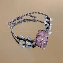 1Piece Hand-Woven Natural Stone Flower Bracelet, Forest-Style Fresh Niche Design For Women Daily Wear Date Gift All Seasons Fashion Jewelry - Phong cách Chín - Xem 11