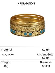 RINTOLER 6pcs Unique Geometric Hollow Woven Bangle Bracelet Set, Vintage Multi-Layer Stackable Iron Bracelet, 6.5cm Diameter