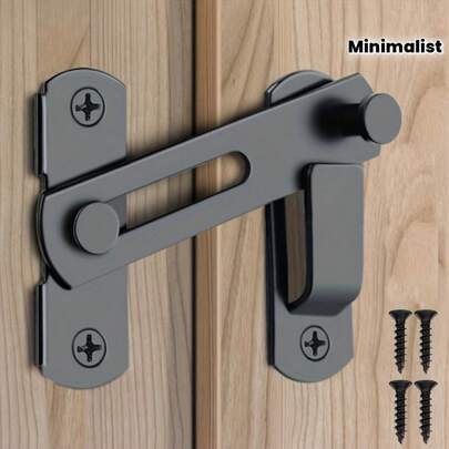 1pc Commercial Grade Stainless Steel Sliding Barn Door Lock - 180 Degree Rotation, No Battery Required, For Pets, Garage, Bathroom, Windows, Outdoor - Home Security Enhancer, Fits Various Doors, Stylish Design, Minimalist Hardware, Heavy-Duty Structure, Pet Owner's Choice