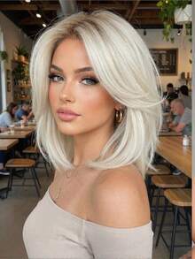 Bộ tóc giả ngắn màu trắng kiểu bob này được làm từ chất liệu chịu nhiệt, kết hợp với mũ lưới hình hoa hồng, thanh lịch và thời trang, phù hợp để đội hàng ngày, họp mặt gia đình, đi chơi, lễ Ramadan, Giáng sinh, Ngày Valentine, Ngày của Mẹ và các dịp khác, là lựa chọn hàng đầu cho quà tặng ngày lễ dành cho các bé gái. - Ombre - Xem 2