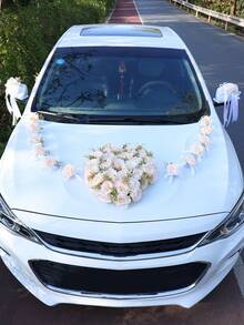 1 Set Wedding Car Decoration Kit, Wedding Flower Garland, Car Decor For Wedding Ceremony
