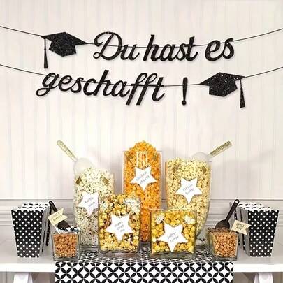 一套“你做到了”毕业装饰横幅，纸质祝贺装饰品，适用于考试通过、高中毕业证书、学士学位派对。