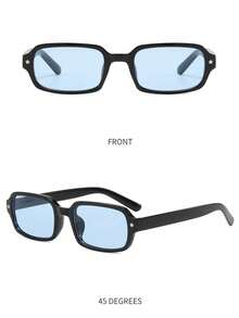 1 Pair Men's Casual Basic Black Rectangular Fashion Glasses , Suitable For Holiday Outings, Outfit Matching, Also Can Be Used As Holiday Gifts - Multicolor - View 4