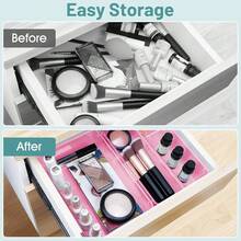 WOWBOX 25 PCS Plastic Drawer Organizer Set, 4 Sizes Desk Drawer Divider Organizers And Storage Bins For Makeup, Jewelry, Gadgets For Kitchen, Bedroom, Bathroom, Office, Clear Pink - ClearPink - View 5