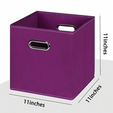 Black Foldable Storage Cubes Bins , Fabric Storage Box Cubes Organizer Baskets With Dual Handles For Home Organizer(Purple) - Purple - View 3