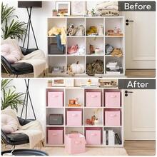 Cube Storage Bins, 11 Inch Storage Cube Organizer, Collapsible Fabric Storage Cubes With Handle, Decorative Cube Storage Organizer For Shelves, Closet, Pink, 8-Pack - 粉紅色8件裝 - 查看 7