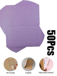 3/10/20/50张装DIY圆角折叠贺卡 - 19.7x14.8厘米/7.75x5.8英寸，空白可涂鸦。提供珠光纸、牛皮纸和纯色卡纸材质。适用于生日、婚礼、感谢活动和日常通信。