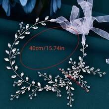1pc Elegant Glass Headband, Suitable For Party, Wedding, Bride, And All Seasons - Silver - View 6