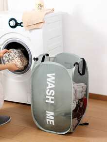 Large Capacity Mesh Laundry Hamper, Pop-Up Laundry Hamper, Collapsible Laundry Hamper With Handles And Large Side Pockets, Suitable For Kids' Rooms, Student Dorms, RVs, Gray, Closet Organizer, Bedroom, School Dorm Essentials, Clothes Organizer, College Storage, Storage Bags, Organizer, Storage Bins, Toiletry Bags, Laundry Bags, Washing Machine Laundry Bags, Bathroom Travel, Suitable For Dirty And Clean Clothes, Bras, Dorm Essentials, Closet Organization And Storage - 彩色 - 查看 3