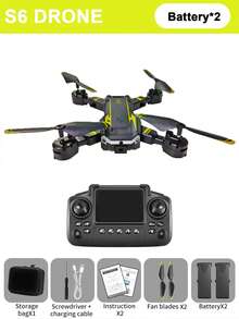 Upgraded S6 Quadcopter Drone With 2.4-Inch LCD Remote Controller And HD Dual Cameras, Supports Remote View Switching. It Features Optical Flow Hovering, Smart Obstacle Avoidance, One-Key Landing/Flip, And Gravity Sensing Functions, Powered By 3.7V/1800mAh Modular Battery. - Dark Blue - View 18