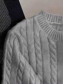 秋冬休闲刺绣圆领麻花针织女式毛衣，新款宽松开衫针织衫