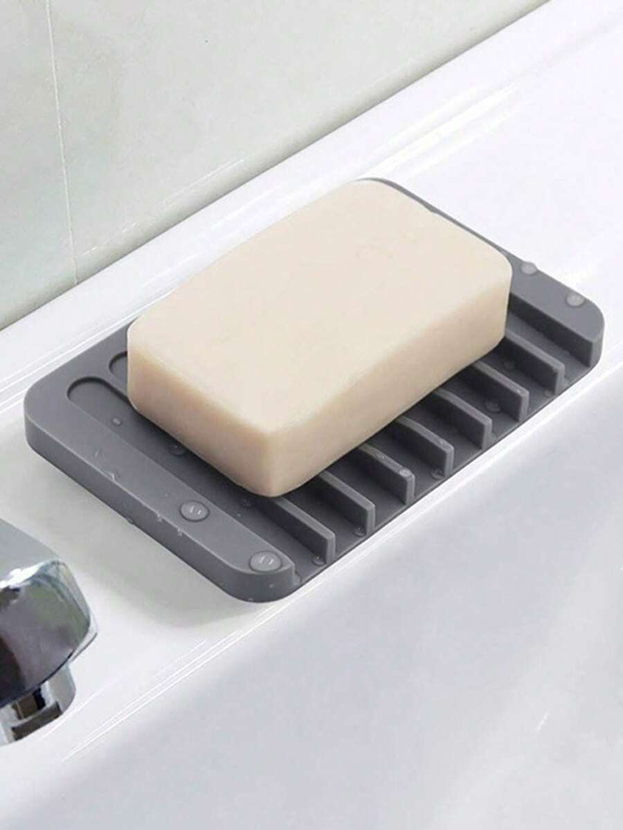 1pc Silicone Soap Dish, Creative Soap Box, Soap Holder, Draining Soap Tray - Multicolor - View 1