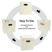 Black Foldable Storage Cubes Bins , Fabric Storage Box Cubes Organizer Baskets With Dual Handles For Home Organizer Creamy-White Gold - 奶油白金 - 查看 7