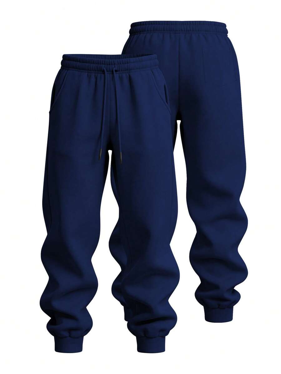 Men's Casual Loose Sweatpants: The Leg Cuffs Are Gathered And The Waist Features A Drawstring Design, Accommodating Various Waist Sizes. The Side Pockets And Compact Back Pocket Are Convenient And Practical. The Cotton Blend Fabric Is Soft, Breathable, Sweat-Absorbent, And Quick-Drying, Making It Suitable For Both Sports And Daily Travel. It's A Versatile And Essential Choice - Màu xanh nước biển - Xem 1