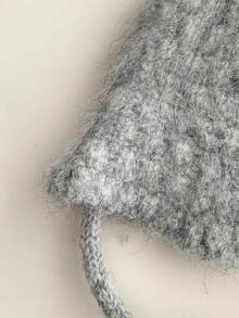 1pc Autumn/Winter Waffle Knit Bucket Hat, New Design With Knitted Blend, Tie-Up, Face-Framing, Warm Knit Cap, Ear Protection, Versatile, Grey Knit Hat, Soft & Cozy, Large Head Circumference, Bucket Hat, Warm Trapper Hat - Multicolor - View 11