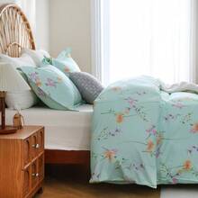 Juego de Ropa de Cama Navideña 3 Piezas Matrimonial/Queen, Microfibra con Copos Rojos y Renos, Funda de Edredón + Cubrecama, Suave al Tacto - Verde Floral - Ver 3