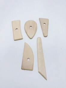 5pcs Ceramic Art Tools Wooden Frame Knife Set, Throwing Ribs, Scraping Blades, Handmade Pottery Tools - Wood Color - View 10