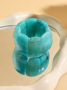 1pc New Elastic Thickened Bracelet Resin Geometric Tie Dye Bangle Bracelet Cuff, Vintage Bohemian Elegant Charm Beaded Bracelet Bangle, Fashion Jewelry Gift For Women, Girls, Ladies, Suitable For Daily Wear, Party, Travel