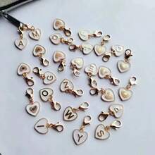 1pc White Drip Oil Delicate Golden Initial Keychain Lobster Clasp Pendant Bag Charm Accessory