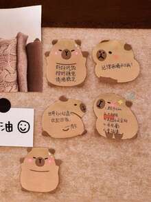4pcs/8pcs/12pcs Cartoon Capybara Shaped Self-Adhesive Memo Notes - Creative Rectangular Notes Suitable For School, Office And Home Reminders - Multicolor - View 6