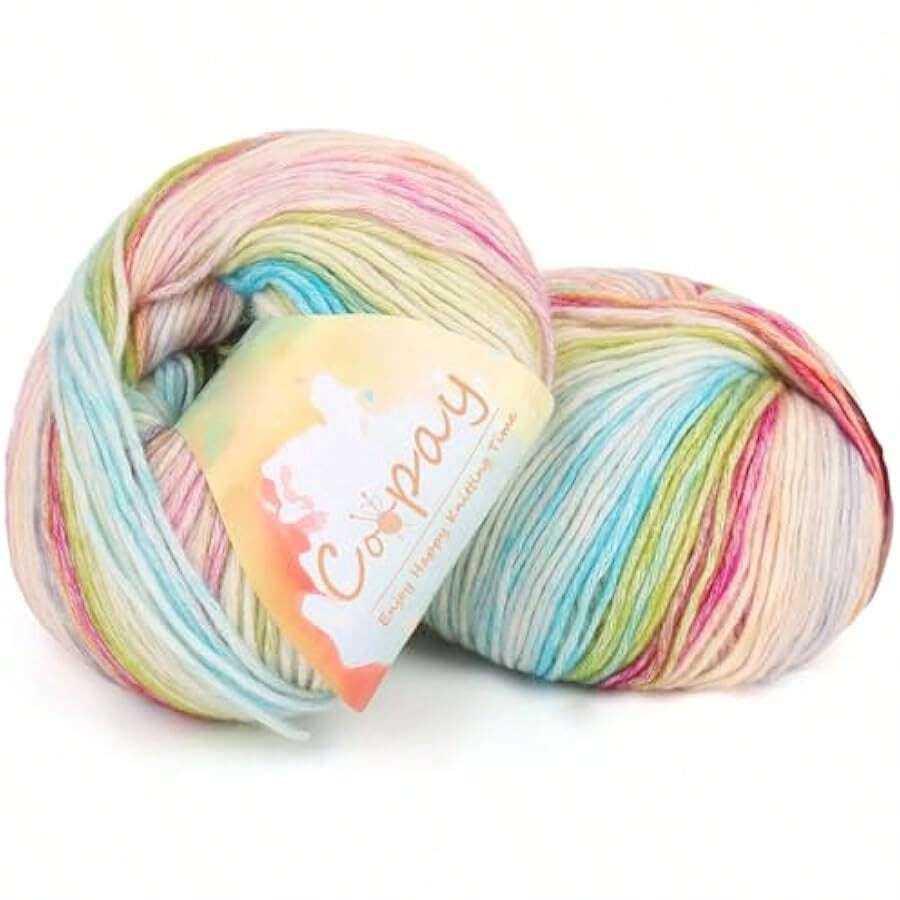 Yarn For Crocheting Knitting, Gradient Cake Yarns, 2 * 3.53oz - 240yds - 50% Cotton 50% Acrylic Ombre Yarns, Crochet Yarn For Blankets, Shawls, Scarves (102 Rainbow) Local Shipping - 209 花田 - 查看 1
