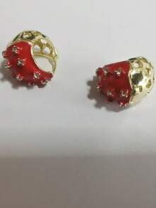 一对复古法式水晶镶嵌镂空水滴耳环，优雅百搭，适合女性，也适合派对佩戴。 - 彩色 - 查看 5