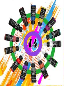 Gold Plume 30ml 7/14 Tinta para tatuajes de colores, pigmento de tatuaje profesional, set de tinta para tatuajes: 30ml (1.01 Oz)/Botella, inodoro, de larga duración, tinta para tatuajes de Halloween, suministros de arte de tatuaje para regalo de Navidad, suministros de arte corporal profesional, accesorios de tatuaje, adecuado para estudios de tatuajes, tinta para tatuajes ABS, suministros para artistas de tatuajes | Set de tinta multiusos | Tinta para tatuajes, regalo del Día de San Valentín - Multicolor - Ver 7