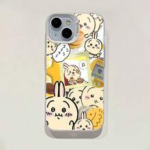 Estuche para teléfono con patrón de panqueques de conejito feliz Compatible con estuches para teléfonos ,  17,  16 Pro Max,  15 Pro Max,  13 y  12 Duradero, a prueba de golpes y elegante Una excelente opción para familiares, amigos, seres queridos, novios/novias y regalos de Navidad y Año Nuevo - Plateado - Ver 6
