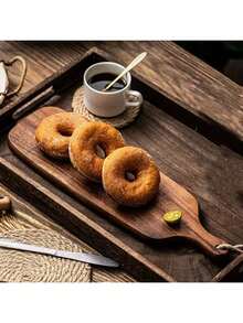 1pc Wooden Cutting Board With Handle - Chopping Board, Dining Plate, Cheese Board, Fruit Plate, Steak Plate And Storage Tray - Multicolor - View 1