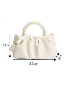 Elegante Bolso De Mano En Forma De Nube Con Cadena De Perlas #SD047 - Dorado - Ver 8