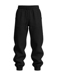 Men's Casual Loose Sweatpants: The Leg Cuffs Are Gathered And The Waist Features A Drawstring Design, Accommodating Various Waist Sizes. The Side Pockets And Compact Back Pocket Are Convenient And Practical. The Cotton Blend Fabric Is Soft, Breathable, Sweat-Absorbent, And Quick-Drying, Making It Suitable For Both Sports And Daily Travel. It's A Versatile And Essential Choice - 黑色 - 查看 2