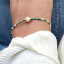Aventurine Pearl Beaded Stackable Bracelet For Women3PCS/Set Stack Green Beads Bracelet Charm Jewelry Gifts Friendship - As Pic - View 5