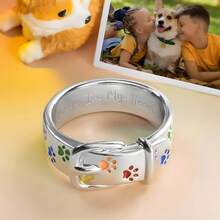 Fashionable Colorful Paw Print Choker Necklace & Ring Set, Gift For Family & Friends Birthday/Christmas - Silver - View 1