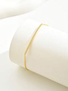 1件简约S925纯银立方氧化锆花朵手链，适合日常佩戴、派对、节日及作为礼物。 - 金色 - 查看 6