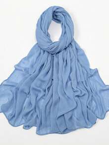 1件純色圍巾，適合日常穿著 - Long shawl headscarf - 查看 7