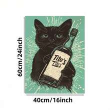 Framed Poster 1pc Minimalist Black Cat With Tito'S Vodka Bottle Wall Art - Retro Comic Style Poster For Living Room, Bedroom, Home Office - Indoor & Outdoor Decor, Framed Plastic Print, Cat Decor - Framed - View 6