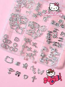 SANRIO 90件/套卡通美甲装饰品，9种款式闪亮合金水钻系列猫咪设计美甲DIY迷你扁平水钻装饰品 - 彩色 - 查看 8