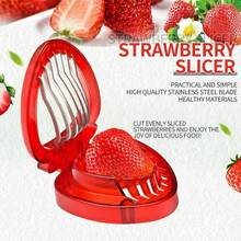 1pc Stainless Steel Strawberry Slicer, Multipurpose Fruit Divider, Banana Egg Tomato Cutter Kitchen Tool - Strawberry Slicer - View 2